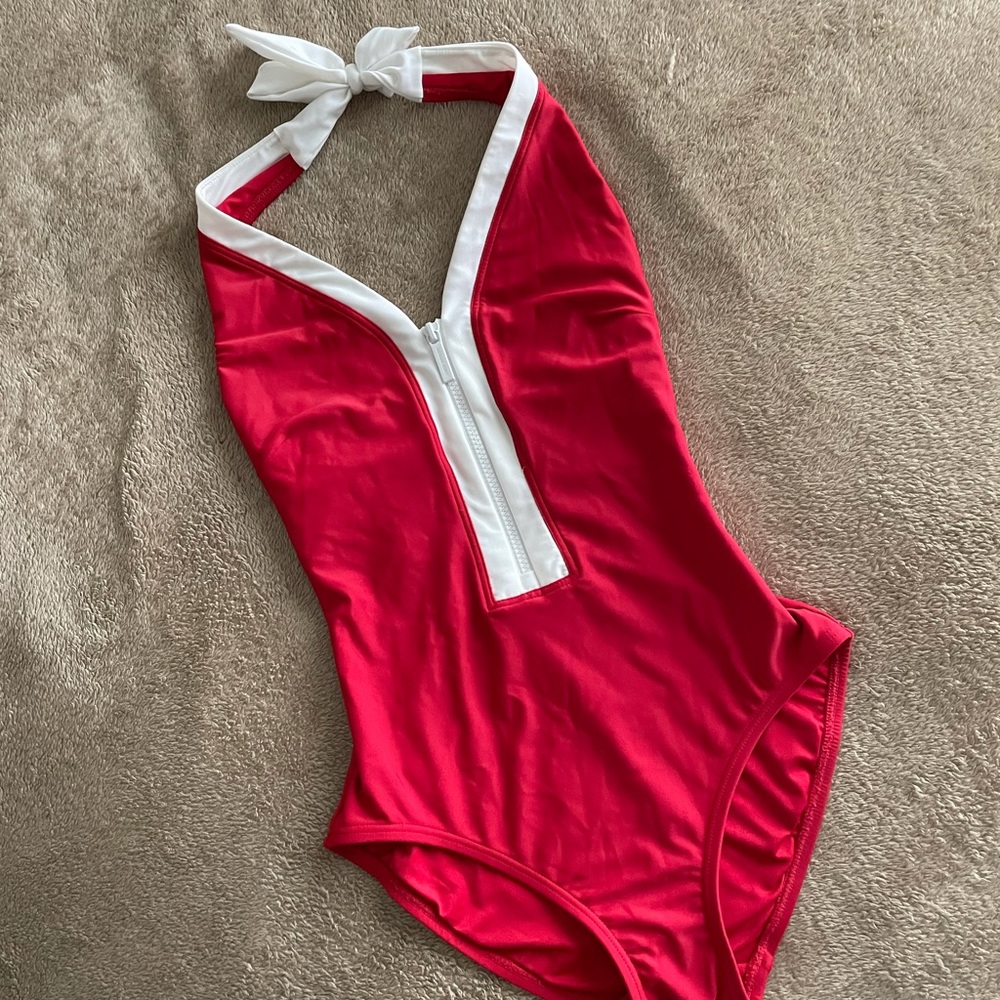 MK Baywatch Red One Piece Zipper Swimsuit